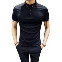 Men\'s Daily Vintage Summer Shirt, Solid Shirt Collar Short Sleeve Cotton Medium