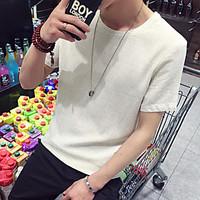 mens going out party street chic t shirt solid round neck short sleeve ...