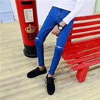 mens high rise strenchy jeans pants boho loose solid