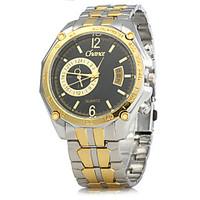 Men\'s Dress Watch Chinese Quartz Calendar Alloy Band Vintage Gold