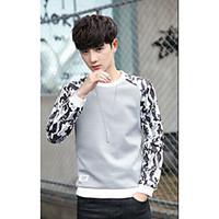 mens casualdaily sweatshirt print round neck micro elastic polyester s ...