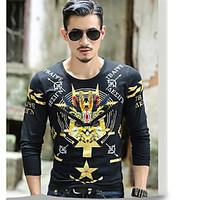 mens dailywear simple summer fall t shirt geometric round neck long sl ...