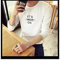 mens casualdaily simple t shirt solid letter round neck long sleeve co ...