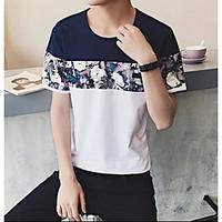 mens casualdaily simple summer t shirt floral round neck short sleeve  ...