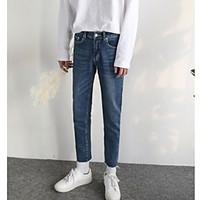 mens low rise micro elastic jeans pants simple loose solid