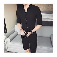 mens daily sexy shirt solid shirt collar short sleeve cotton