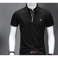 mens daily casual simple polo solid shirt collar short sleeve cotton