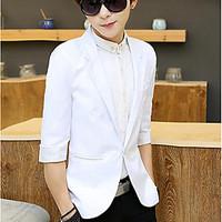 mens casualdaily work simple spring fall blazer solid shirt collar hal ...