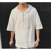 mens casual simple spring summer t shirt solid round neck length sleev ...