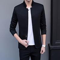 mens casualdaily work simple spring fall blazer solid stand long sleev ...