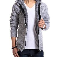 Men \'S High - End Sweater New Winter Paragraph Men\' S Leisure Slim Solid Color Hooded Long - Sleeved Jacket