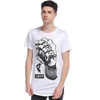 Men\'s Casual/Daily Sports Active Summer T-shirt, Print Color Block Round Neck Short Sleeve Cotton Rayon Thin