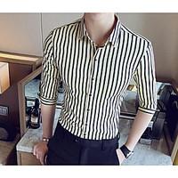 mens other casual simple spring summer shirt striped stand 34 length s ...