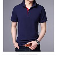 mens daily simple polo solid shirt collar short sleeve cotton