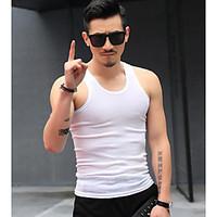 mens casualdaily active tank top solid round neck sleeveless rayon