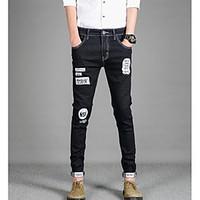 mens mid rise micro elastic jeans pants street chic skinny solid