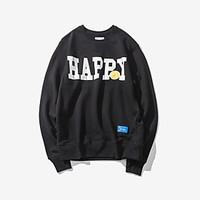 mens casualdaily simple sweatshirt solid letter round neck micro elast ...