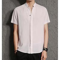 Men\'s Casual/Daily Simple Summer Shirt, Solid Shirt Collar Short Sleeve Cotton Thin