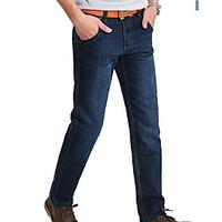 mens mid rise micro elastic jeans pants simple loose solid