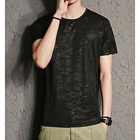 Men\'s Casual/Daily Simple T-shirt, Solid Round Neck Short Sleeve Rayon