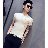 mens casualdaily simple t shirt solid shirt collar short sleeve rayon  ...