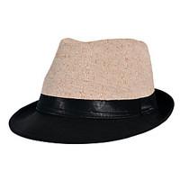 Men\'s Holiday Splicing Color Print Wide Brim Hat Jazz Vacation Shade Sun Cap
