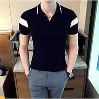 mens casualdaily simple polo solid shirt collar short sleeve rayon