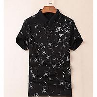 mens casualdaily simple polo print shirt collar short sleeve cotton