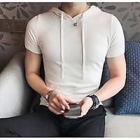 mens casualdaily simple t shirt solid hooded short sleeve cotton