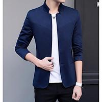 mens work simple spring blazer solid stand long sleeve regular others