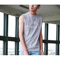 mens casualdaily simple t shirt solid letter round neck sleeveless cot ...