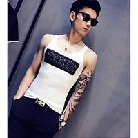 mens casualdaily simple tank top solid round neck sleeveless rayon