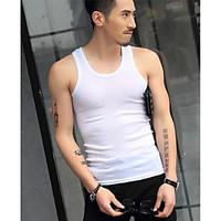 mens casualdaily simple tank top solid round neck sleeveless rayon