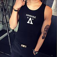 mens casualdaily simple t shirt solid round neck sleeveless cotton