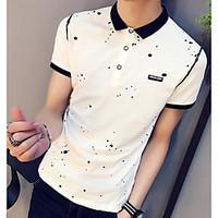 Men\'s Casual/Daily Simple Polo, Print Shirt Collar Short Sleeve Cotton