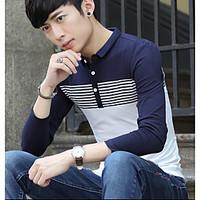 mens casualdaily simple polo solid striped button down collar short sl ...