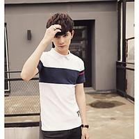 Men\'s Casual/Daily Simple Polo, Print Shirt Collar Short Sleeve Cotton