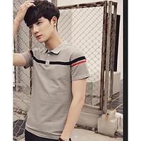 mens casualdaily simple polo print shirt collar short sleeve cotton