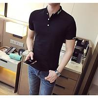 Men\'s Casual/Daily Simple Polo, Solid Shirt Collar Short Sleeve Cotton Opaque