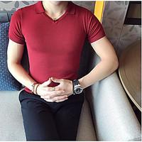 mens casualdaily regular pullover solid v neck short sleeve rayon spri ...