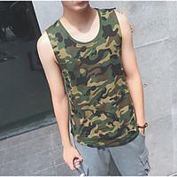 Men\'s Casual/Daily Simple Tank Top, Camouflage Round Neck Sleeveless Cotton Thin