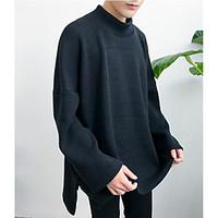 mens casualdaily regular pullover solid turtleneck long sleeve rayon s ...