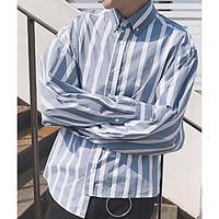 mens casualdaily simple spring summer shirt striped shirt collar long  ...