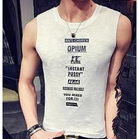 Men\'s Casual/Daily Simple Tank Top, Letter Round Neck Sleeveless Cotton Thin