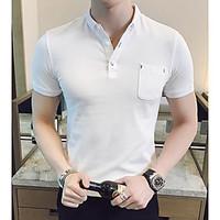 mens casualdaily simple t shirt polka dot shirt collar short sleeve co ...