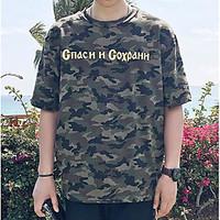 Men\'s Casual/Daily Simple T-shirt, Camouflage Round Neck Short Sleeve Cotton Thin