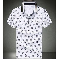 mens casualdaily simple polo print shirt collar short sleeve cotton