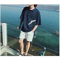 Men\'s Casual/Daily Simple Summer Shirt, Solid Print Shirt Collar Short Sleeve Cotton Thin