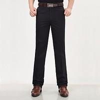 Men\'s Mid Rise Micro-elastic Suit Pants, Simple Straight Solid