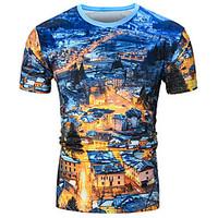 Men\'s Casual/Daily Beach Sports Simple Active Summer Shirt, Geometric Print Shirt Collar Short Sleeve Cotton Rayon Thin